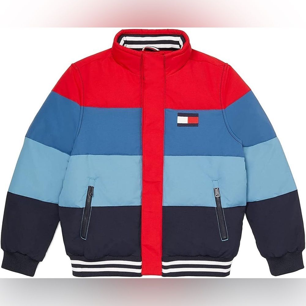 Tommy Hilfiger Kids Long Sleeve Colorblock Regatta Puffer Coat. XS. 4-5. 4. 5.